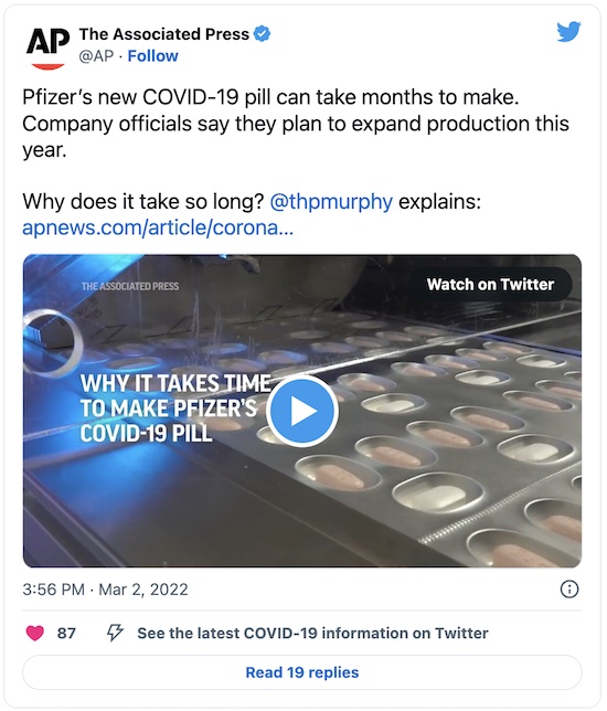 AP News @ Twitter: Paxlovid can take months to make