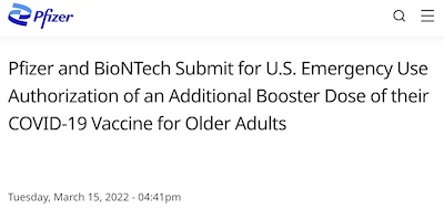 Pfizer & BioNTech: submission for US authorization for another booster for older adults