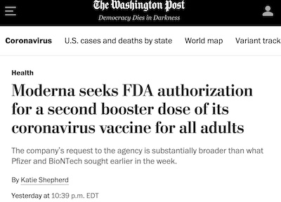 Shepherd @ WaPo: Moderna seeks 2nd booster for adults