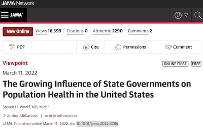 Woolf @ JAMA: Malign influence of local governments on public health in US