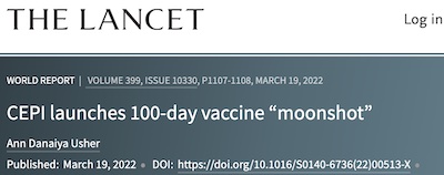 Usher @ Lancet: 100-day vaccine 'moonshot'