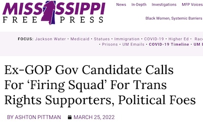 Pittman @ MFP: GOPer calls for murder of trans rights supporters