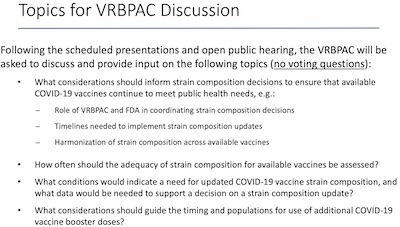 VRBPAC questions on booster policy
