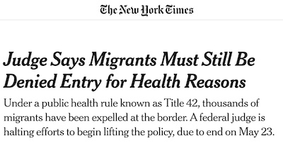 Jordan & Sullivan @ NYT: COVID danger as excuse to block migrants