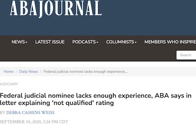 Weiss @ ABA Journal: Mizelle not qualified for judgeship
