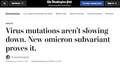 Achenbach @ WaPo: New variant shows continued SARS-CoV2 mutations