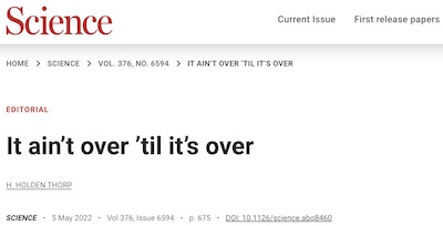 Thorp @ Science: It ain't over 'til it's over