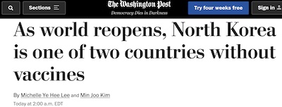 Lee & Kim @ WaPo: North Korea (and Eritrea) have used no vaccines