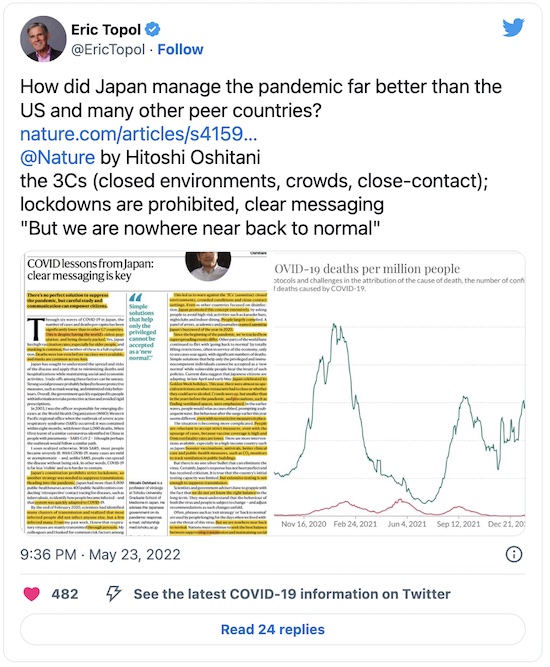 Topol @ Twitter: how Japan managed pandemic success