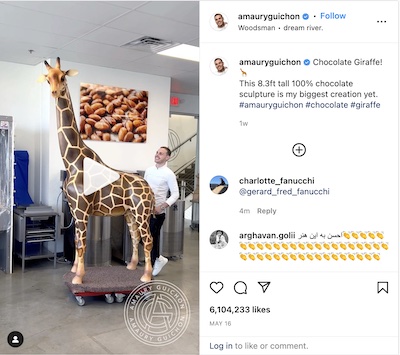 Amaury Gichon @ Instagram: Life-size chocolate giraffe