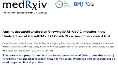 Follmann, et al. @ medrXiv: Anti-nucleocapsid antibodies in the vaccinated and unvaccinated