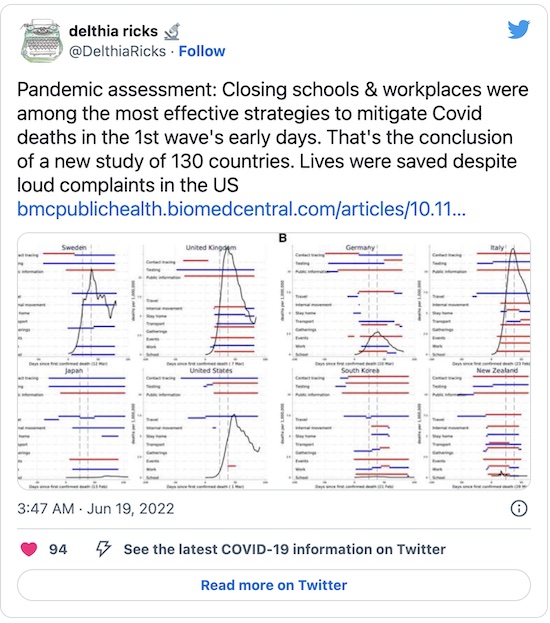 Ricks @ Twitter: Pandemic assessment of efficacy of school closing