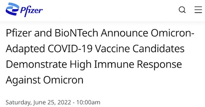 Pfizer: readout of Omicron-specific COVID-19 vaccine