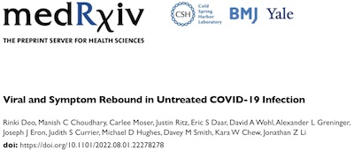 Deo, et al. @ medRxiv: COVID-19 rebound without treatment