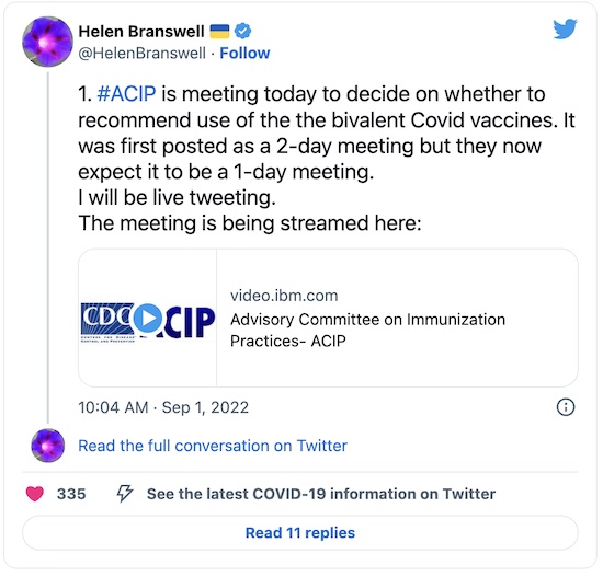 Branswell @ Twitter: CDC ACIP meeting