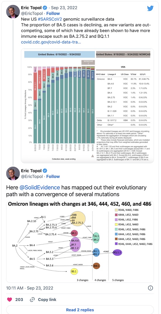 Topol @ Twitter: SARS-COV2 evolutionary path with convergence of several mutations