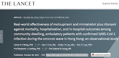 Wong, et al. @ Lancet: Efficacy of molnupiravir and paxlovid