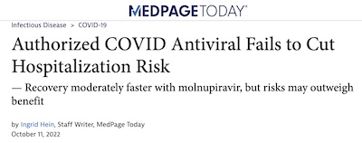 Hein @ Medpage Today: Molnupiravir fails to cut hospitalization risk