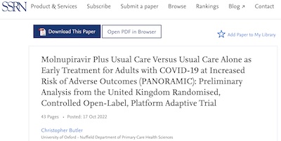 Butler, et al. @ SSRN: open-label multicenter adaptive trial of molnupiravir