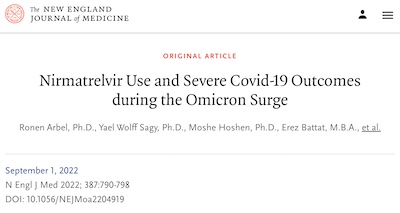 Arbel et al. @ NEJM: Paxlovid in the time of Omicron