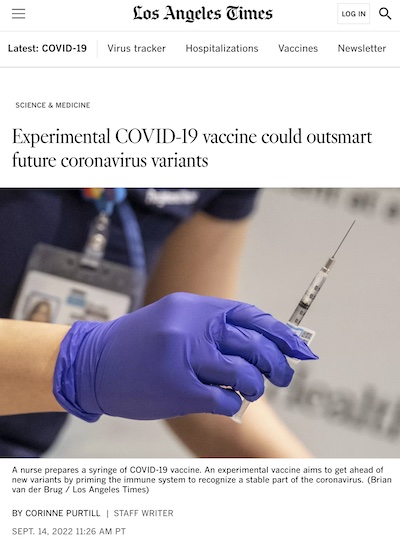Purtill @ LATimes: Experimental COVID-19 vaccination with S and N antigens