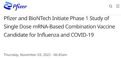 Pfizer/BioNTech Phase 1 study of COVID-19/flu combo vaccine