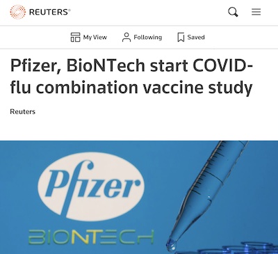 Reuters: Pfizer & BioNTech COVID-flu combo vax study