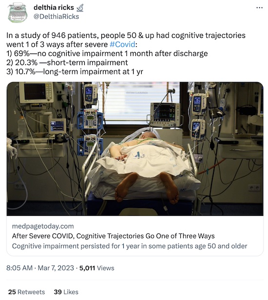 Hicks @ Twitter: 30% of pts over 50 have longer impairments after COVID-19