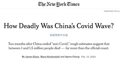 Glanz, et al. @ NYT: How Deadly was China's COVID Wave?