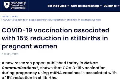 Alexander @ Royal Coll OB/GYN: COVID-19 vaccination reduces stillbirth by 15%