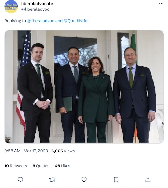 Irish Taoiseach and his husband with VP Harris and her husband