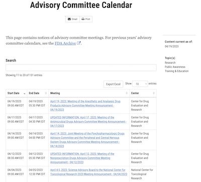 FDA Advisory Committee Meetings: There was no VRBPAC meeting