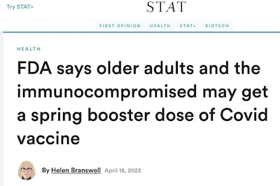 Branswell @ STATNews: FDA and spring booster of bivalent vax