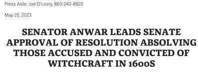 O'Leary @ Ofc of Ct Sen Anwar: Pardoning witchcraft