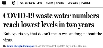 Dominguez @ Globe: Boston wastewater COVID-19 mRNA levels low