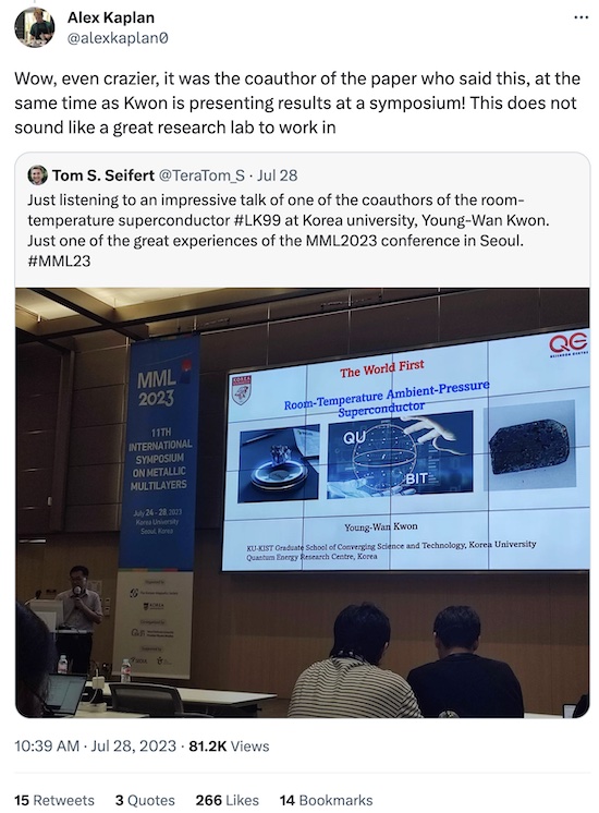 Kwon presenting LK-99 results @ MML symposium