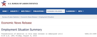 Staff @ BLS: Employment Situation Summary, 2023-Aug-04