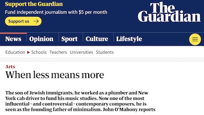 O'Mahony @ Guardian: Philip Glass