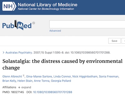 Albrecht, et al.: 'solastalgia' as emotional distress from environmental change