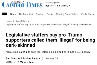 Giles & Pineda @ AZ Cap Times: Trump demonstrators harass dark-skinned legislators and staff