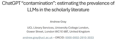 A Gray @ arXiv: Estimating prevalence of LLM text in scholarly literature