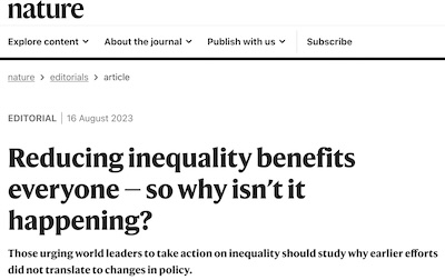 Nature editorial staff @ Nature: Reducing inequality benefits everyone - so why isn't it happening?