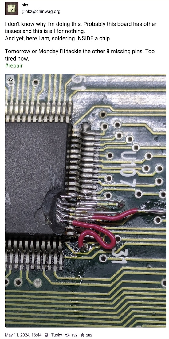 HKZ @ Mastodon: Soldering INSIDE a chip