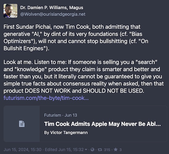 Williams @ Mastodon: DOES NOT WORK and SHOULD NOT BE USED
