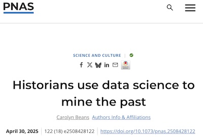 Beans @ PNAS: Historians use data science to mine the past