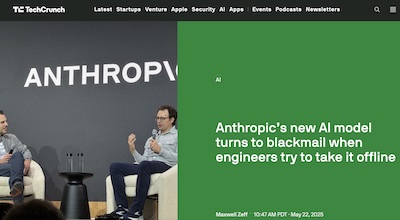 M Zeff @ TechCrunch: Anthropic AI threatens blackmail