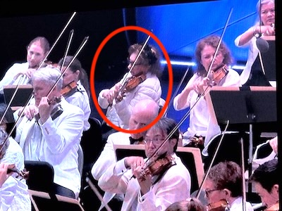 Someone in the first violins is _technically_ in compliance with the dress code…
