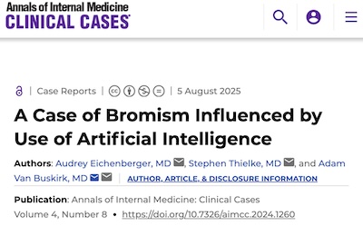 Eichenberger, et al. @ AIM Clin Caess: Bromism induced by AI