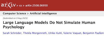 Schröder, et al. @ arχiv: Large language models do not simulate human psychology