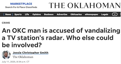 JC Smith @ The Oklahoman: Vandalizing TV radar, who's inovolved?